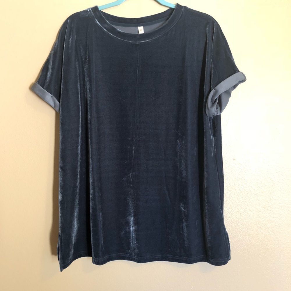 Steel blue velvet shirt